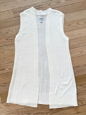 Chico's Open-Front Knit Vest in Cream/White Size 2 Large